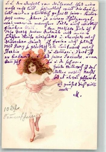 1904 Junge tanzende Frau im weißen Kleid No. 3711 Adelskorrespondenz