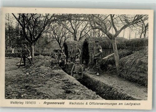 1915 Wachstube und Offiziersunterstände am Laufgraben im Argonnerwald Feldpost 33. Inf.-Div.