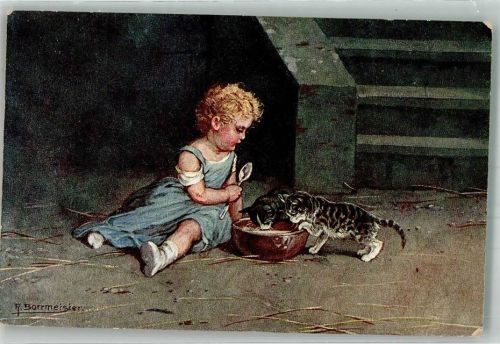 1919 Naschkätzchen Kind Katzen Verlag Hermann Woff K 1423