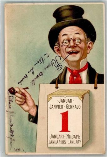 194 1. Januar Mann Pfeife Zylinder