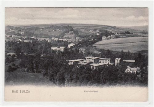 Bad Sulza mit Kinderheilbad gelaufen und Bahnpoststempel von 1913, Zug Nr. 803 kleiner Knick unten rechts, sonst gut erhalten.