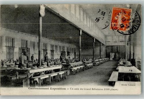 Lyon 1918 Ausstellungsviertel eine Ecke des Großen Refektoriums 2200 Plätze 11. Regiment der Artillerie 105. Batterie