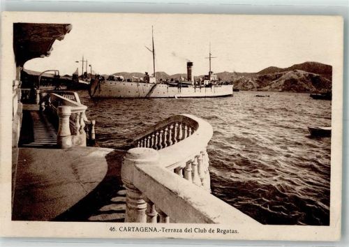 Cartagena 1933 Kriegsschiff Terraza del Club de Regats