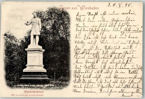 Wiesbaden 1898 Denkmal des Kaisers Verlag Lautz & Isenbeck 4336