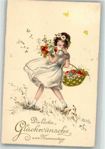 Namenstag Glückwunsch Kind Blumen Korb HB 5220