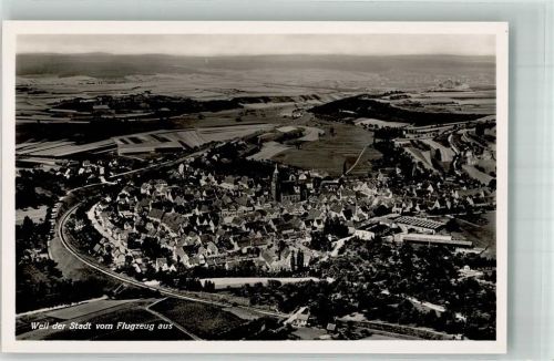 Weil der Stadt 1938 Fliegeraufnahme des Ortes mit Kirche St. Peter und Paul