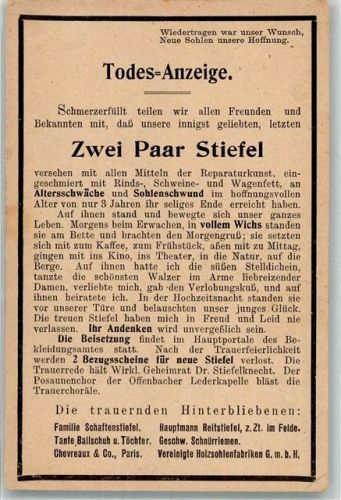 Todes-Anzeige Stiefel