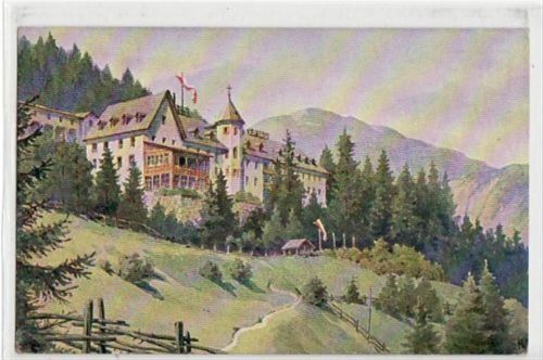 Landeck in Tirol, Künstlerkarte mit Kuranstalt Obladis gelaufen von 1929. leichte Eckabschürfungen, sonst gut erhalten