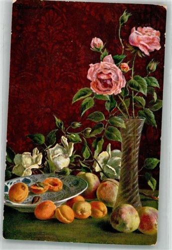 Rosen in Vase Aprikosen D.R.G.M. Serie 34