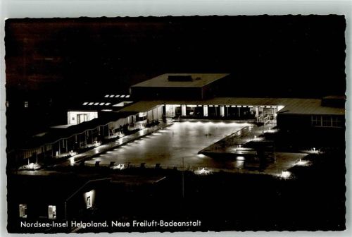 27498 W2192 Helgoland Foto AK Schwimmbad Freiluft-Badeanstalt bei Nacht