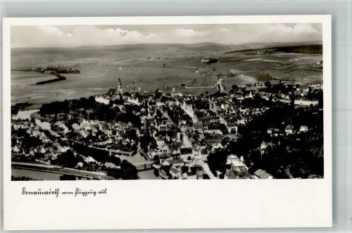 Donauwörth 1941 Fliegeraufnahme des Ortes mit Kirche Hl. Kreuz und Liebfrauenmünster