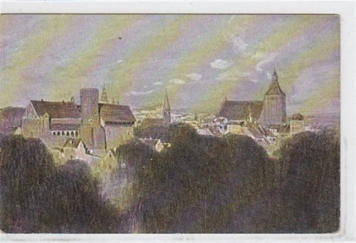 Allenstein Künstlerkarte von Allenstein / Olsztyn mit Schloß und Jakobikirche gelaufen 1916. Leicht fleckig, sonst gut erhalten.