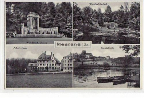 Meerane Meerane mit 4 Abbildungen gelaufen von 1939. Gute Erhaltung.