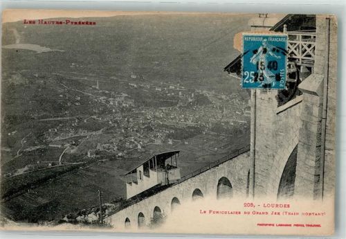 Lourdes Bergbahn du Grand Jer Briefmarke Bildseite