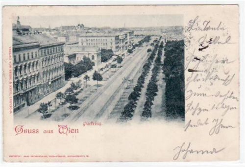 AK Wien 1. Bezirk / I. Bezirk. Parkring gelaufen 1898. Leicht bügig. Kleine StockFlecken Rückseite.