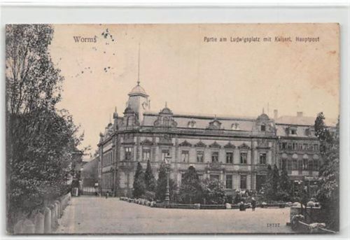 Worms Worms. Partie am Ludwigsplatz kaiserlichen Hauptpost gelaufen. Leicht bügig, leichte Stempelspuren, sonst gut erhalten