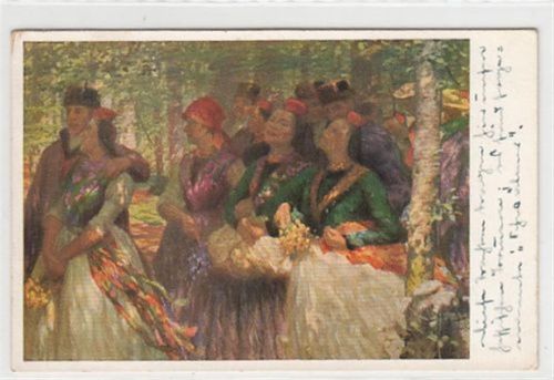 Hessische Trachten Nr. 263, Künstlerkarte C. Bantzer: Sonntag in der Schwalm gelaufen, 1931. leichte Abschürfungen, leicht fleckig, sonst gut erhalten