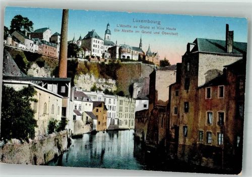 Luxembourg Alzette im Grund und Oberstadt Feldpost WK I