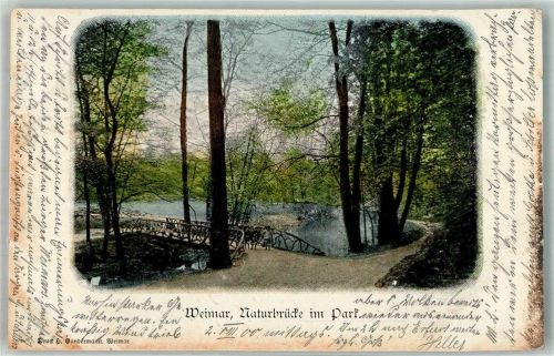 Weimar 1900 Naturbrücke im Park