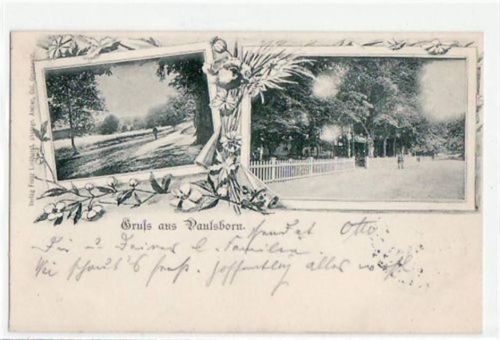Berlin Wilmersdorf, Grunewald mit 2 Ansichten v. Paulsborn gelaufen von 1898. Gute Erhaltung.