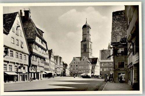 Biberach Marktplatz mit Stadtpfarrkirche St. Martin und Gasthaus Cafe Ochsen