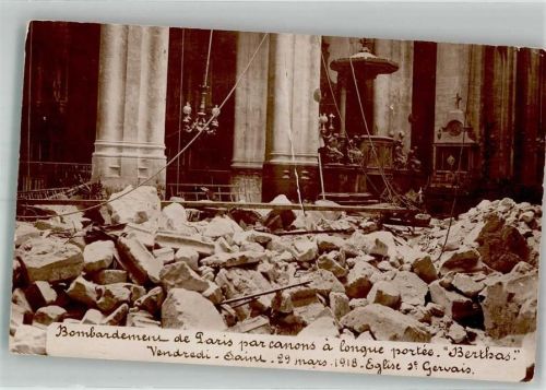Paris WK I Bombardement 1918 Kirche St. Gervais