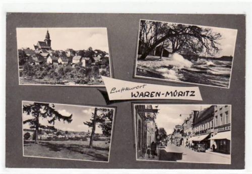 Luftkurort Waren-Müritz mit Heimatmuseum, Tiefwrensee und Gesamtansicht. Beschrieben und vermutlich im Umschlag verschickt. Gute Erhaltung.