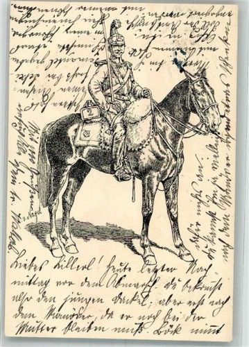 1901 sign. Von Nagel Ein Dragoner zu Pferde Adelskorrespondenz