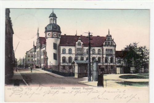Glauchau Glauchau mit Kaiserl. Postamt gelaufen von 1903. Leichter Stempeldurchdruck, leichter Bug oben rechts, sonst gut erhalten