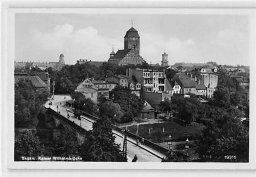 Sagan / Zagan - Kreis Sprottau / Szprotaw. Kaiser Wilhelmbrücke gelaufen 1932. Sehr gut erhalten.
