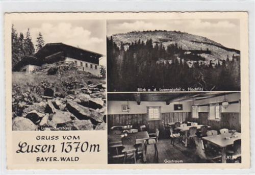 Lusen bei Waldhäuser / Kreis Freyung-Grafenau. Außen-und Innenansicht vom Lusenschutzhaus Blick a.d. Lusengipfel v. Hochfilz. Ungelaufen. Gute Erhaltung.<br />