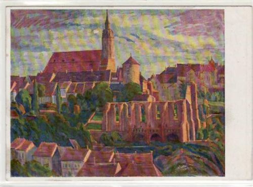 Bautzen Bautzen, Künstlerkarte Petrikirche Nicolairuine sign Georg Heine ungelaufen Tausendjahrfeier 1933. Rückseite löst sich unten rechts von der Vorderseite