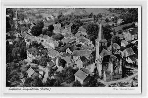 Ruppichteroth. Orig.-Fliegeraufnahme. Kirche und Umgebung gelaufen. Leichter Stempeldurchdruck, sonst gut erhalten