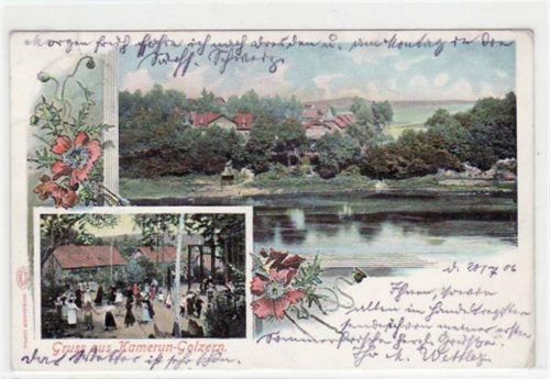 Golzern Kamerun - Golzern mit 2 Abbildungen gelaufen von 1906 kleiner Knick oben links, leichte Eckabschürfungen, sonst gut erhalten.