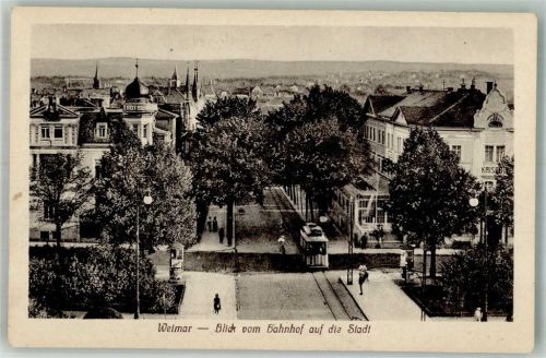 Weimar Carl-August-Allee Straßenbahn Litfaßsäule