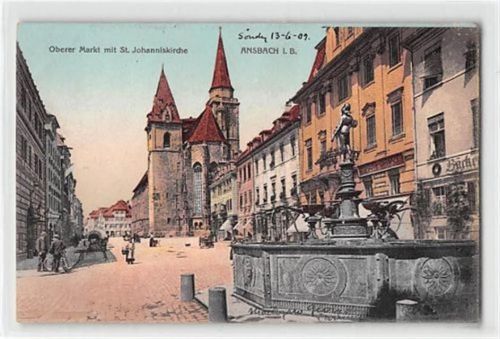 Ansbach Ansbach. Partie am oberen Markt St. Johanniskirche ungelaufen Ecken mit Albumabdrücken, sonst gut erhalten