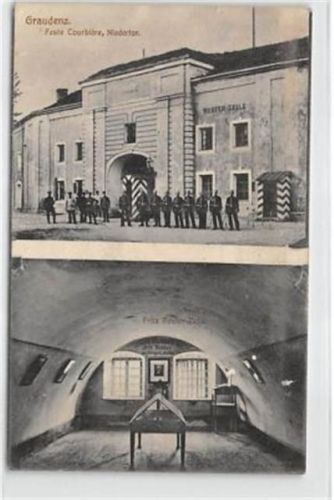 Graudenz / Grudziadz. Feste Courbiére. Niedertor u. Fritz Reuter-Zelle. Feldpost Leicht fleckig, sonst gut erhalten