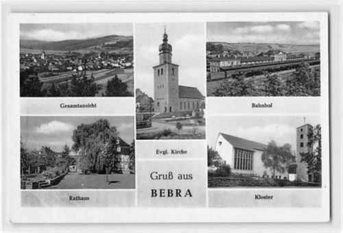 Bebra Bebra mit Bahnhof und Kloster gelaufen kleiner Knick unten links, sonst gut erhalten