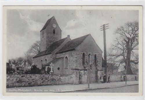 Berlin Mahlsdorf Kirche, 1940 als Feldpost befördert, d.h. ohne Marke da Soldatenpost gebührenfrei war. Gut erhalten.