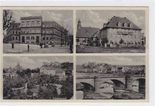 Pirna Pirna mit Volksschule, Hospiz, Friedenspark gelaufen am 27.11.1933. Gute Erhaltung.