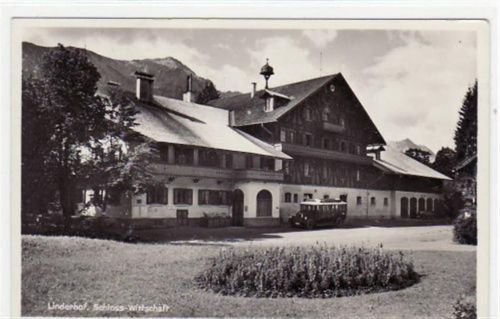 Linderhof mit Schloss - Wirtschaft. ungelaufen handschriftliches Datum von 1935. Gute Erhaltung.