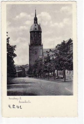 Annaberg-Buchholz Annaberg mit St. Annenkirche gelaufen von 1941. Leichter Knick oben links, sonst gut erhalten.