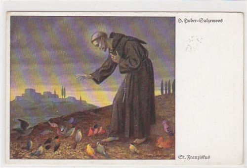 Künstlerkarte Huber-Sulzemoos. St. Franziskus. Verlag Bernhard Huber, München. Serie 7 / Nr. 166 ungelaufen kleiner Knick an der linken oberen Ecke Vorderseite leicht fleckig, sonst gut erhalten