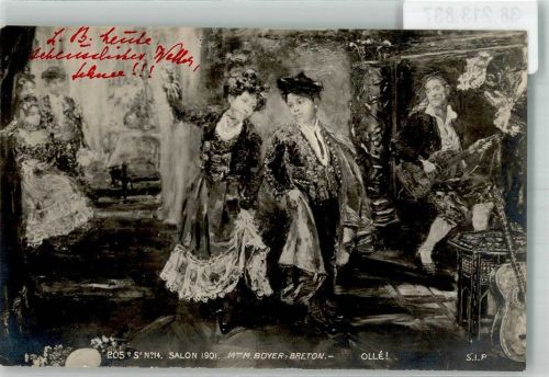 1902 sign. Boyer Bretonischer Tanz Salon 1901 Adelskorrespondenz