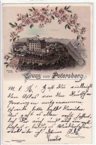 Petersberg, Lithographie gelaufen von 1898 kleiner Knick oben links, leichter Stempeldurchdruck, sonst gut erhalten