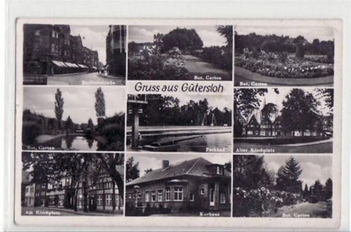 Gütersloh Gütersloh, 9 Abbildungen mit Berlinerstraße und Kurhaus ungelaufen kleiner Riß linker Rand, fleckig, sonst gut erhalten