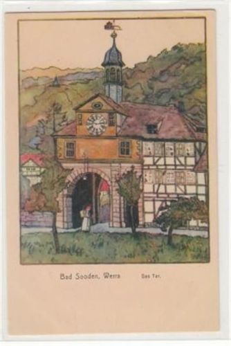 Bad Sooden-Allendorf Bad Sooden an der Werra, Künstlerkarte. Tor ungelaufen Ecken mit Albumabdrücken, sonst gut erhalten