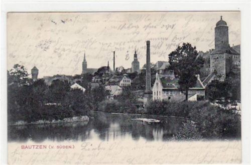 Bautzen Bautzen mit Gesamtansicht von Süden gelaufen von 1898. Leichte Stempelspuren, sonst gut erhalten.