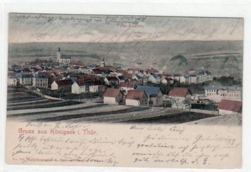 Königsee Königsee i. Thür. mit Teilansicht gelaufen von 1903. Gute Erhaltung.