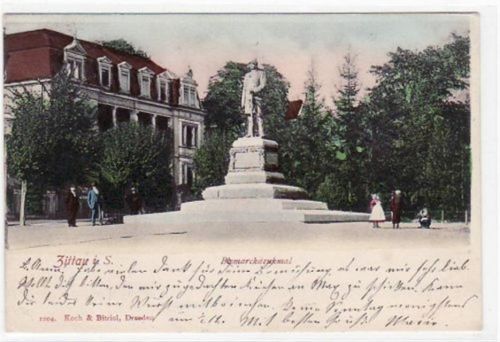 Zittau Zittau mit Bismarckdenkmal gelaufen von 1901. Gute Erhaltung.